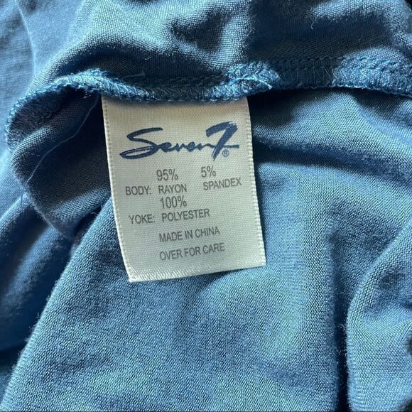 Seven7 Sheer Back Twist Hem Blue Blouse M - Picture 11 of 13